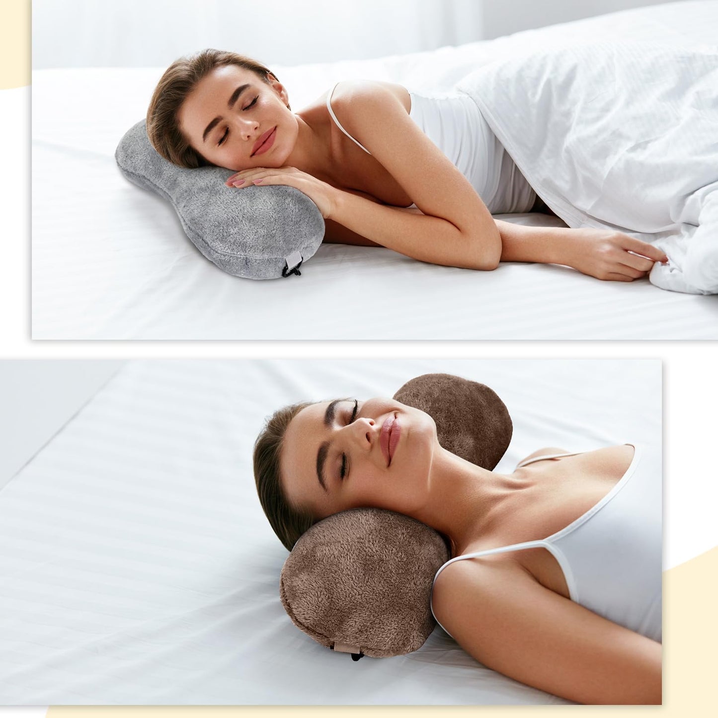 1 Pc Neck Pillow for Recliner Headrest Pillow Bone Shaped Chair Plush with Adjustable Strap Neck Support and Pain Relief Curve Head Cushion for Car Travel Airplane (Grey)