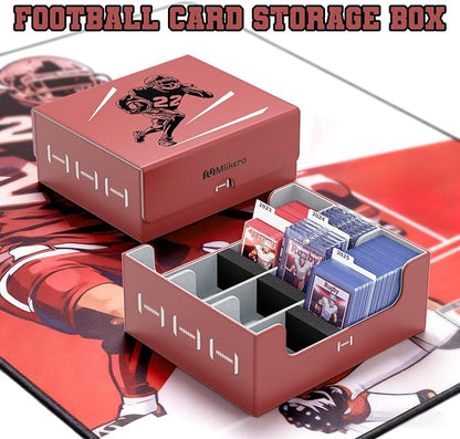 Mlikero Football Card Storage Box, Trading Card Storage Box Oversized Fits Toploaders, Magnetic Closure Sports Card Case for Football Cards 2026 (Holds 500+ Toploaders)