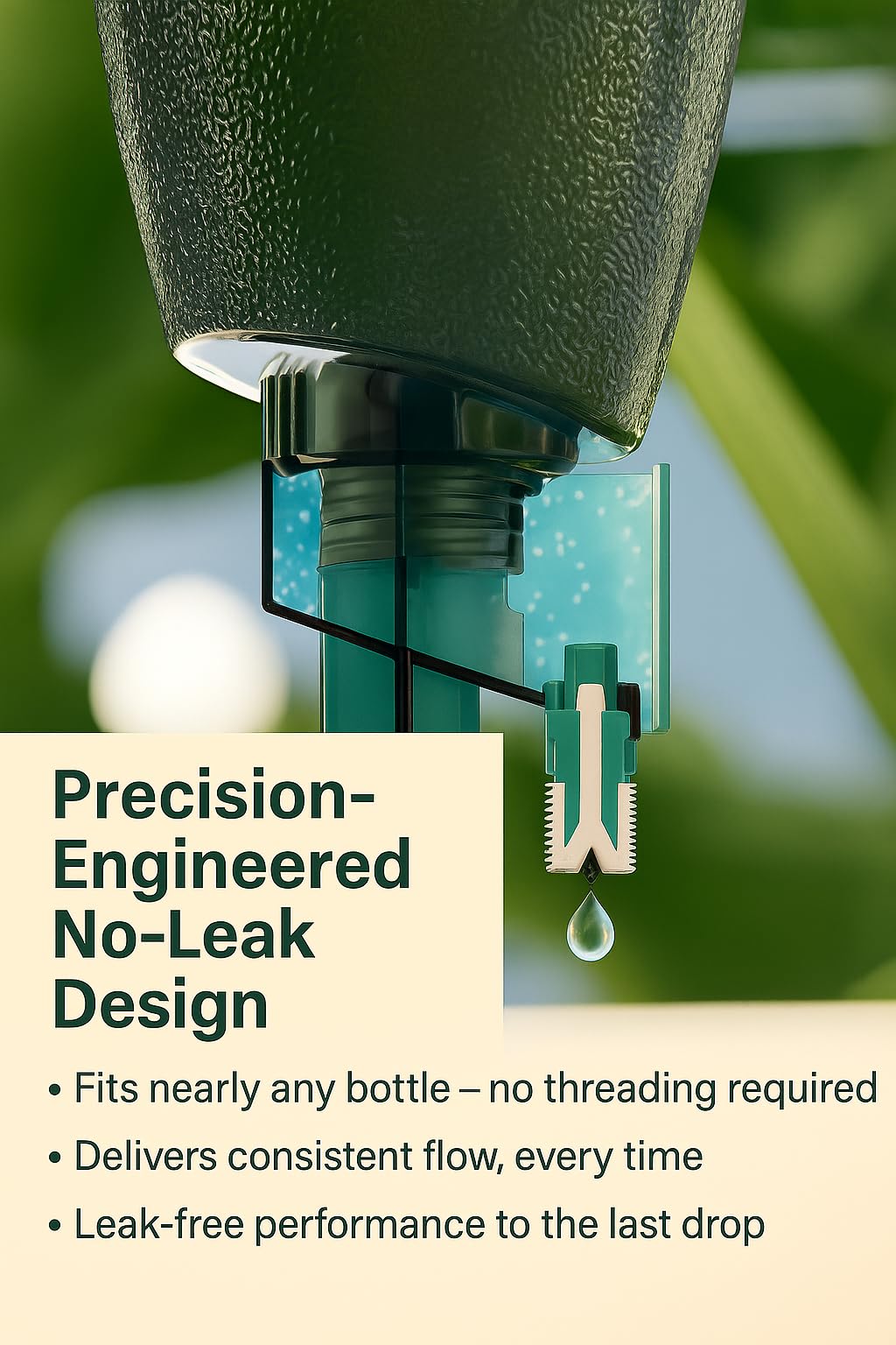 Premium Engineered, No-Leak, Adaptable Green Plant Watering Globes, 5 Pack Plant Stakes, Self Watering Spikes, Self Watering Planter Insert, Watering Bulbs for Indoor Plants, Vacation Plant Waterer