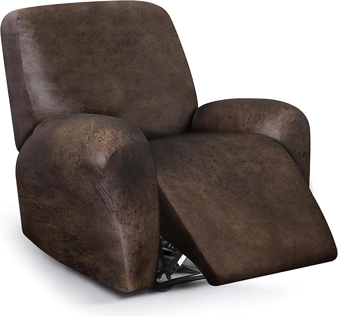ANARACHON Leather Look Recliner Chair Covers, 4-Pieces Stretch Recliner Cover