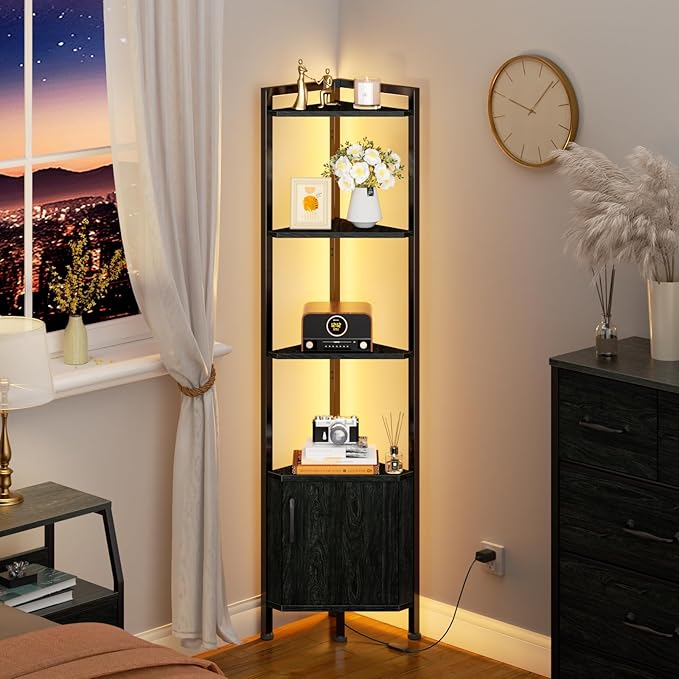 Furnulem Corner Shelf, 5-Tier Corner Cabinet