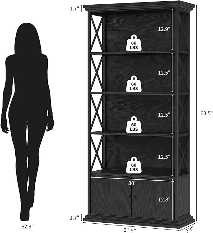 GOLDDAY 5-Tier Tall Bookcase