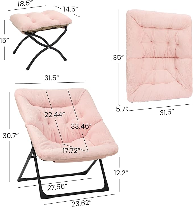 Comfy Saucer Chair for Adults, Soft Faux Fur Bedroom Chair