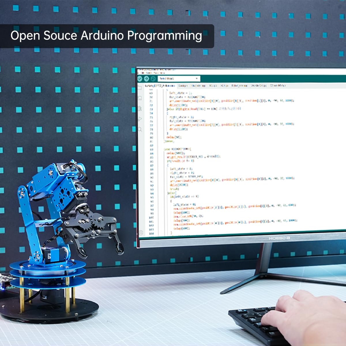Robotic Arm for Arduino AI Vision & Voice Interaction Serial Bus Servo Smart 6DOF Robot Arm, STEM Project Educational Robot with Tutorials, Science/Coding/Programming Set, LeArmAI Standard Kit