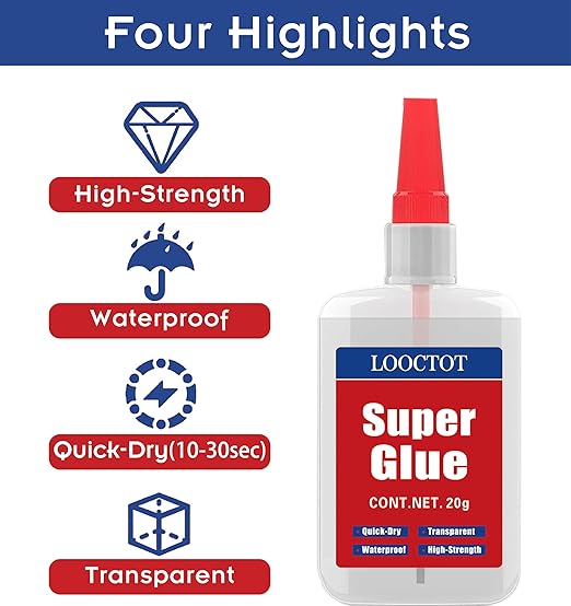 Super Glue with Brush Applicator & Nozzle, 3D Printer Thick Glue