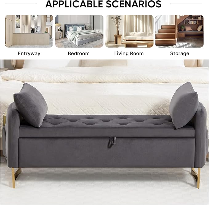48" End of Bed Bench, Modern Storage Benches