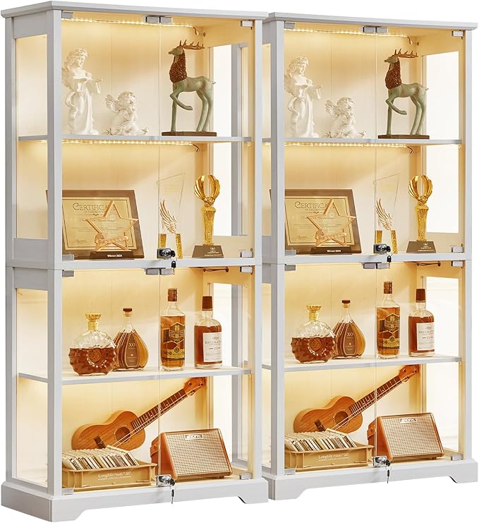 LELELINKY Farmhouse Display Cabinet Set of 2