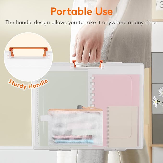 Lifewit 12 Pcs Board Game Storage Boxes, 11.9x8.7'' Paper Container with Secure Latch, Plastic Portable Organizer with Handle & Labels for File,Document,Puzzles, Cards, Art Supplies