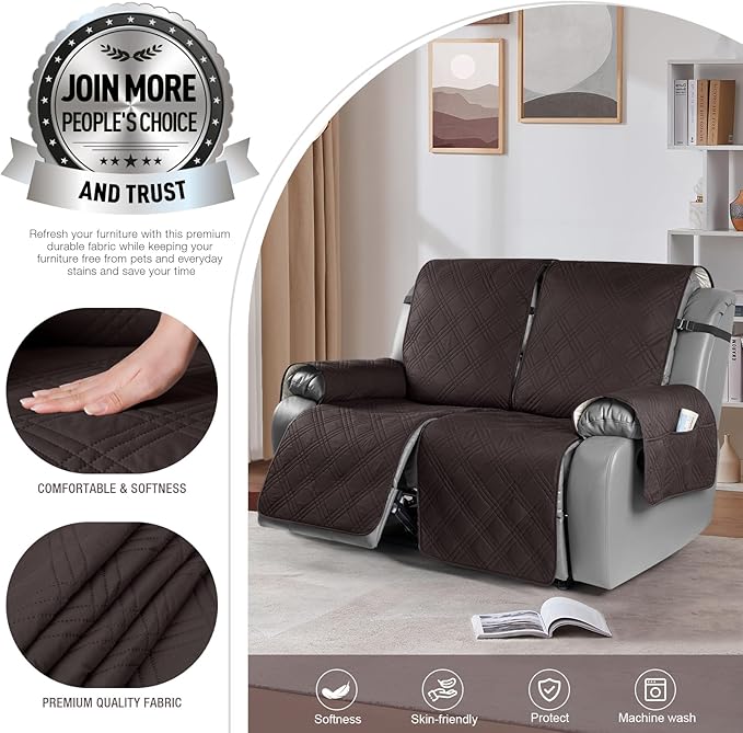 TAOCOCO 100% Waterproof Oversized Loveseat Recliner Cover, Non Slip Split Couch