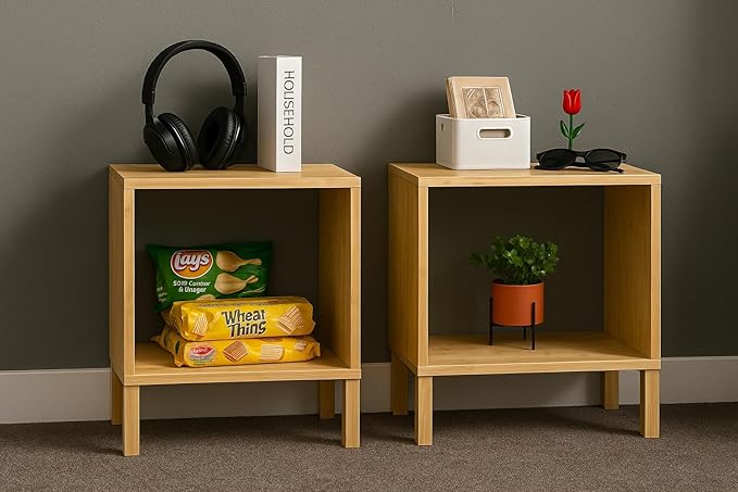 Bamboo Coffee Table Set of 2 – Modern End Tables