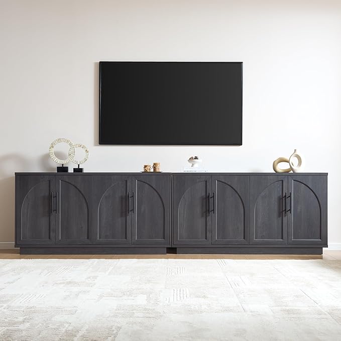 Fatmok 59" Sideboard Buffet Cabinet & TV Stand Set of 2, Modern Arched Credenza