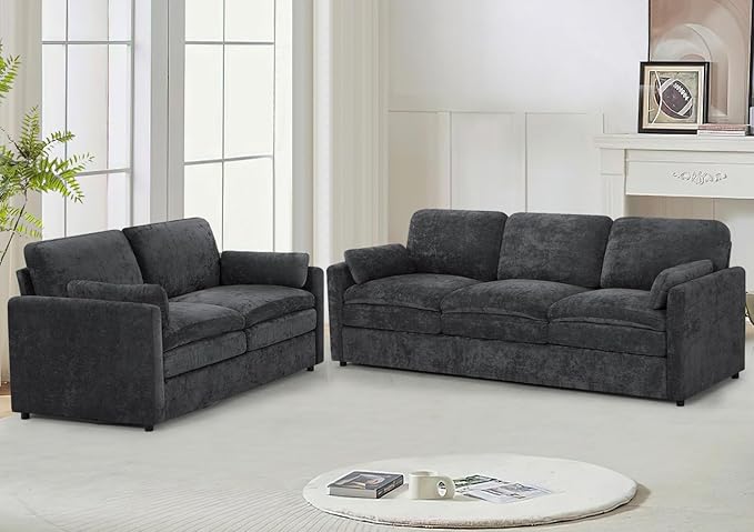 2 Pieces Chenille Sofa Set