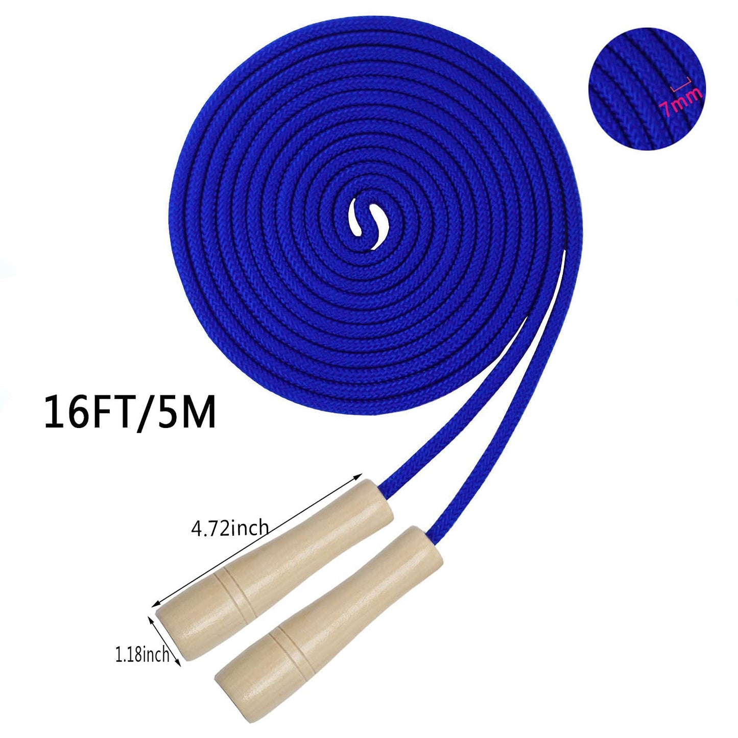 Double Dutch Jump Rope 16 ft 2 Pack, Adjustable Long Skipping Rope with Wooden Handle, Multiplayer Team Jumping Rope for Kids Adults, Long Enough for 5-6 Jumpers