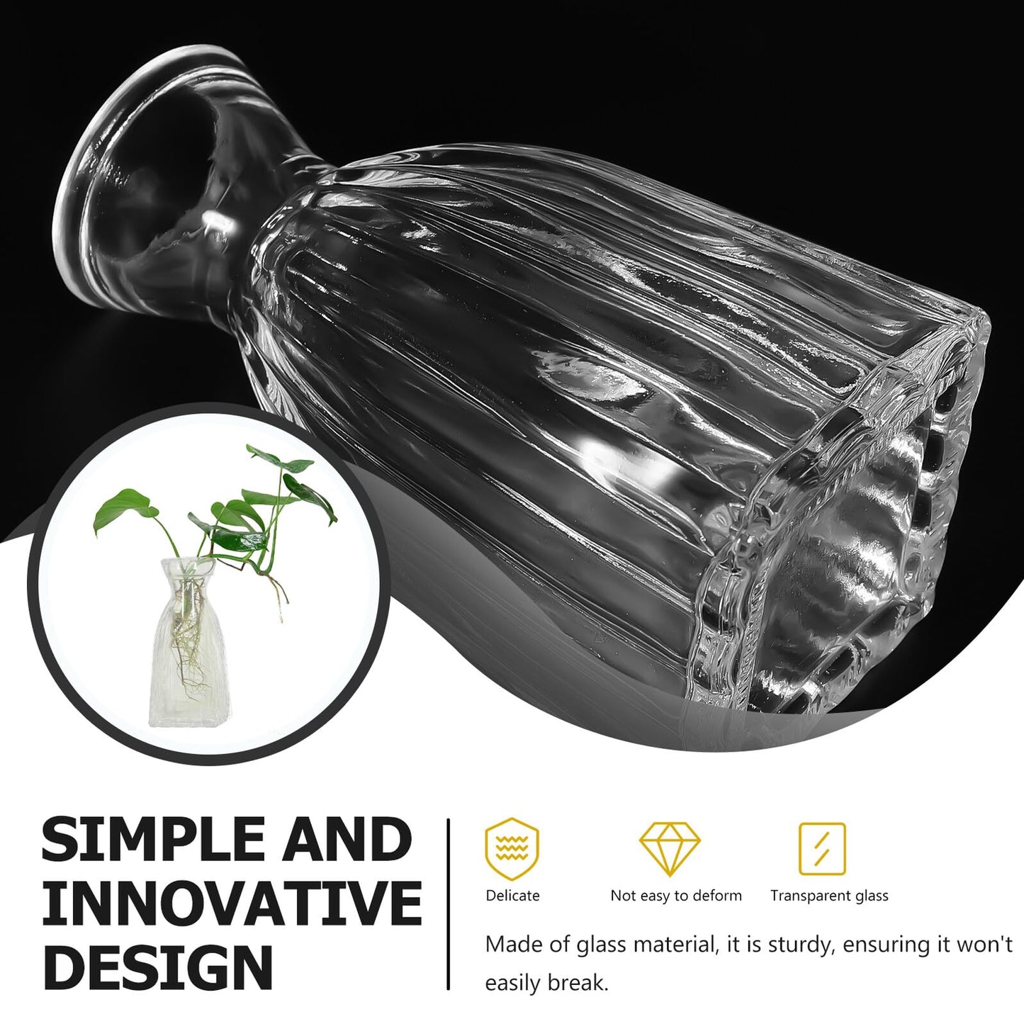 Sewroro 4pcs Decorative Glass Vases Small Terrarium Flower Vases for Hydroponic Plants Desk Home Décor Minimalist Glass Flower Containers