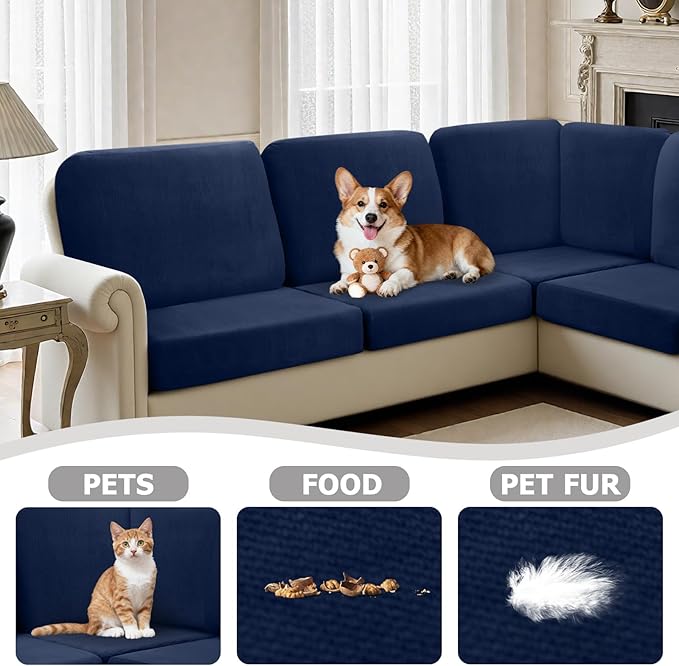 Arfntevss Velvet Corner Sectional Couch Covers Slipcovers L Shape Couch Cushion