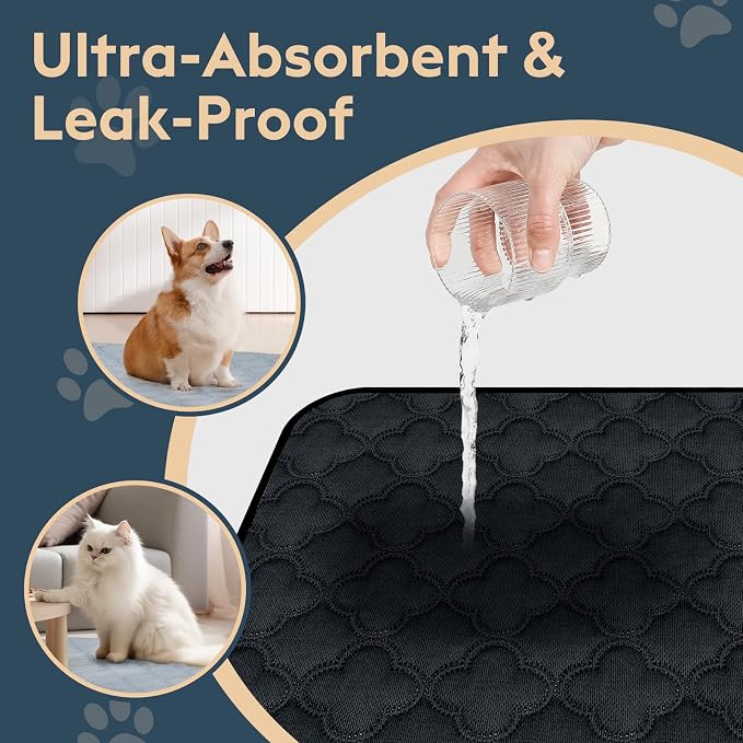 FunFurry Washable Pee Pads for Dogs - 1 Pack Reusable Pee Pads，Waterproof Puppy Pads，Pet Training Pads，Super Absorbent with Dog Paw Shape Non-Slip Backing (Dark Grey, 72" X 72" - 1 Pack)
