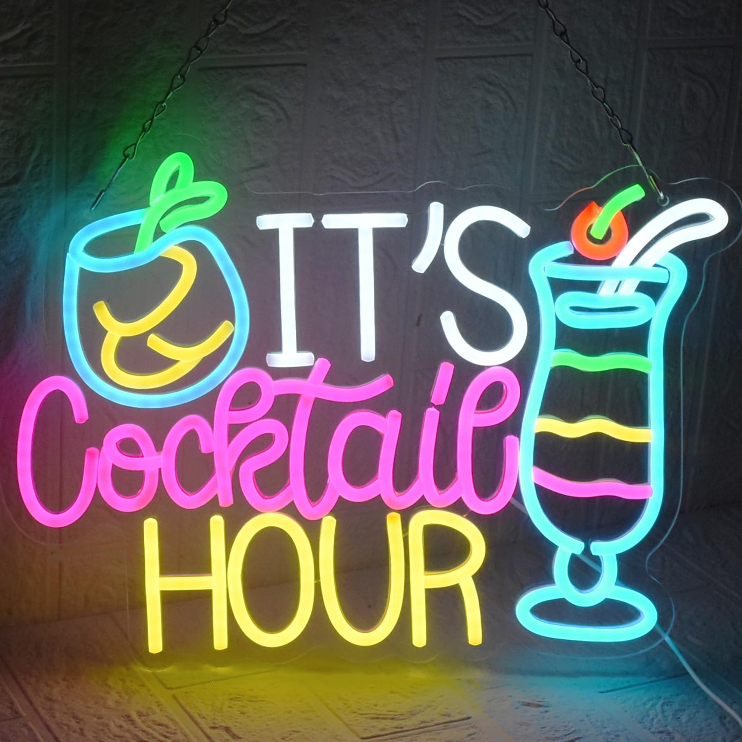 UExnkj-Y Cocktail Neon Sign It's Cocktail Hour Neon Light USB Dimmable LED Beer Signs for Beer Bar Coffee Cafe Home Pub Man Cave Stores Hotel Party Window Wall Decor Restaurant