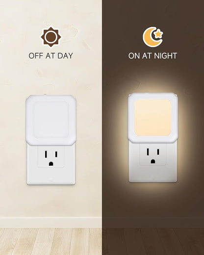 Night Light Plug in 2 Pack - Bedroom for Kids Baby Nursery Adjustable Brightness - 3000K Warm Lights LED Dusk to Dawn Bathroom Hallway Lamp for Toilet