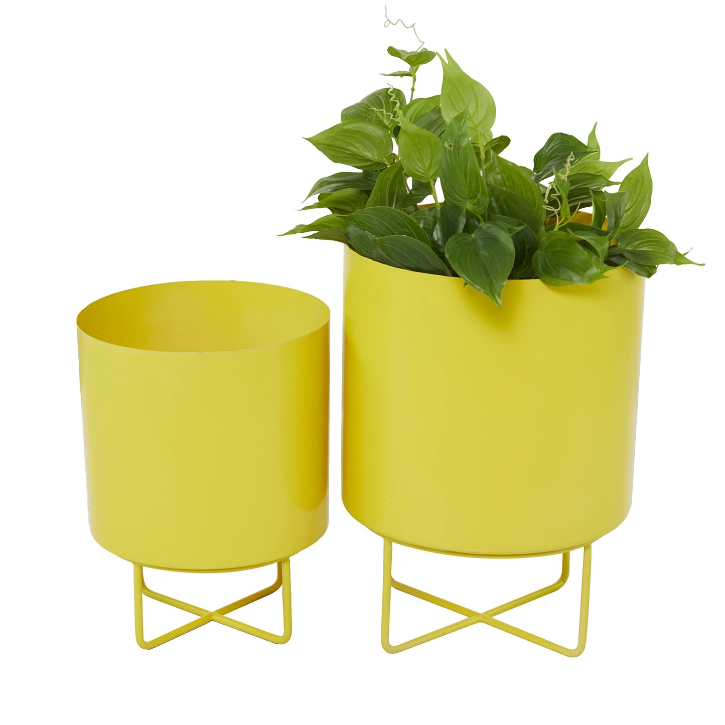 CosmoLiving by Cosmopolitan Metal Planter, Set of 2 16", 13"H, Yellow