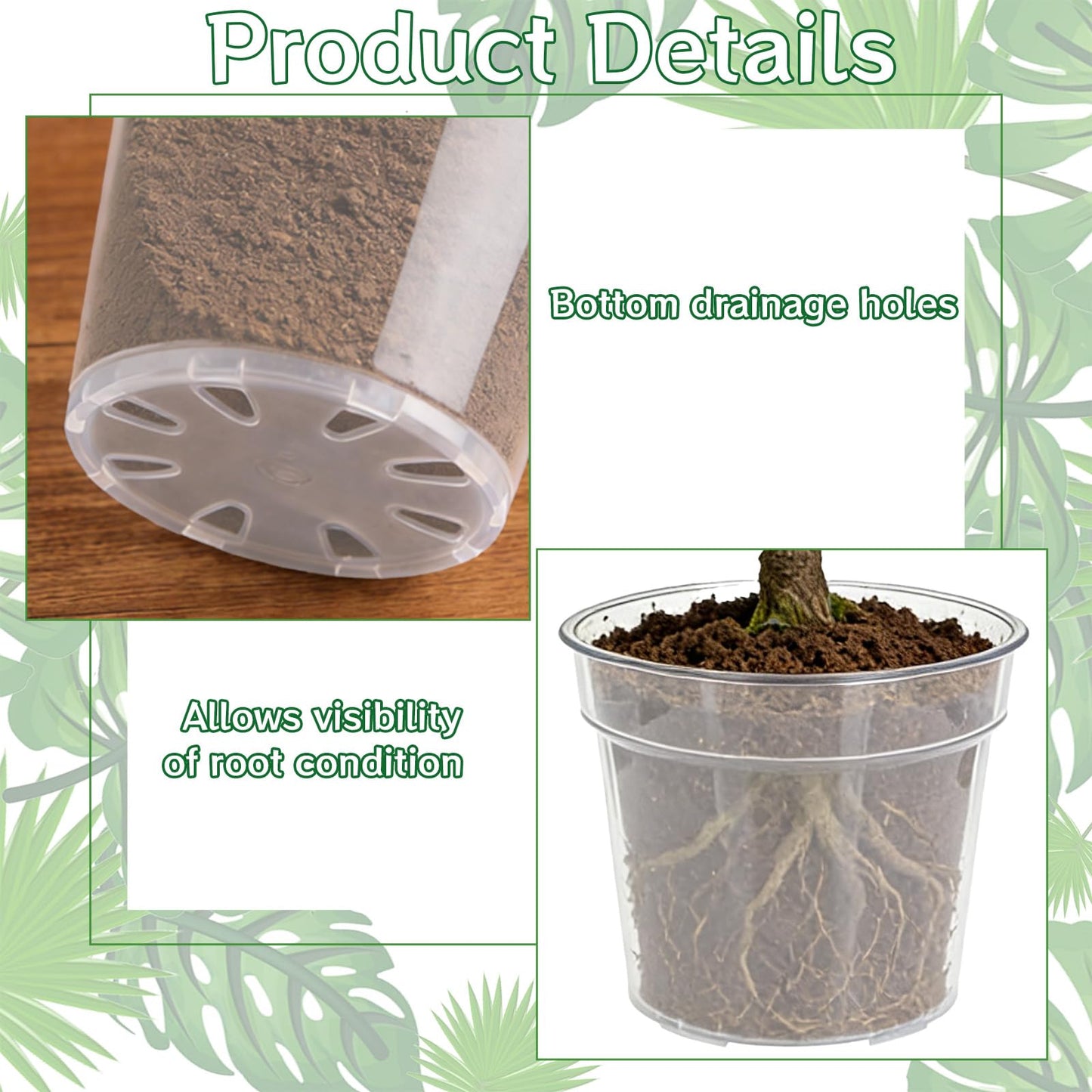 PEDOBALI 12 Pcs 8/10/12 Inch Large Size Clear Nursery Pots with Drainage Holes Flexible Plastic Planters Transparent Plant Bottle Variety Pack for Succulents Indoor Plants
