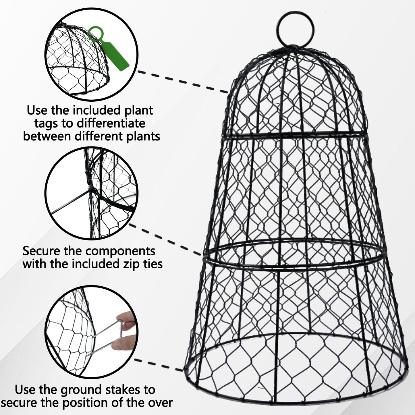 6 Pack 11.4" D x 17.7" H Garden Cloches for Plants,Rustproof Chicken Wire Cloches Flip-Top Design,Upgraded Triple Combination,Plant Protectors from Animals,Ideal for Outdoor Plant Protection