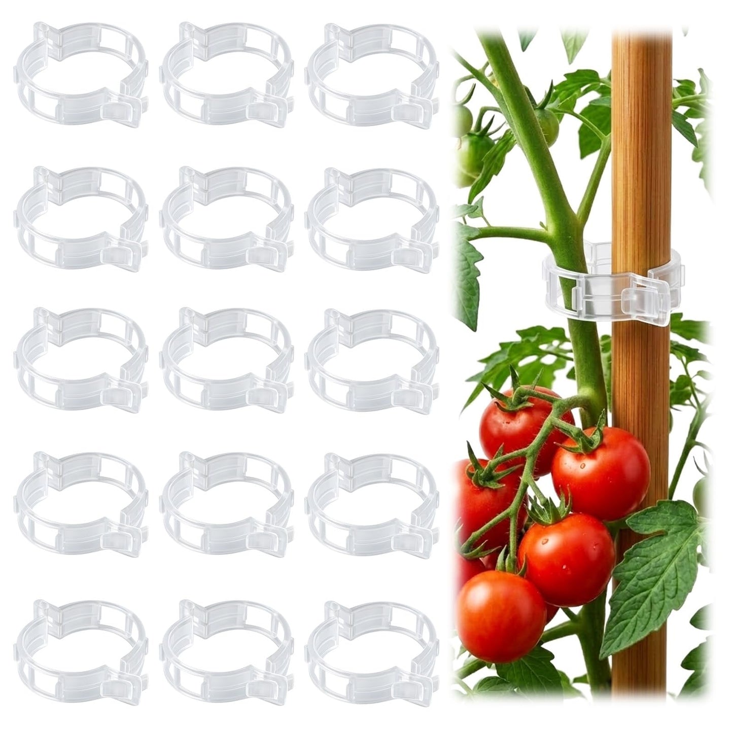 100pcs Tomato Clips for Climbing plants, Plastic Trellis Plant Support Clips for Garden, Reusable Clips for Supporting Grape Tomato Vine and Vegetables Plants to Grow Upright Makes Plants Healthier