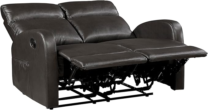 Lexicon Manual Reclining Loveseat, Faux Leather Loveseat Recliner, Wall Hugger
