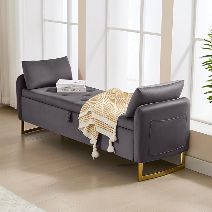 65" End of Bed Storage Bench, Modern Storage Benches
