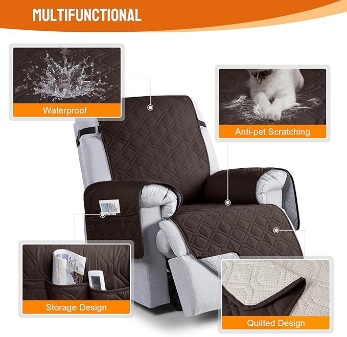 VANSOFY 100% Waterproof Recliner Chair Covers, Recliner Cover Non-Slip Dog