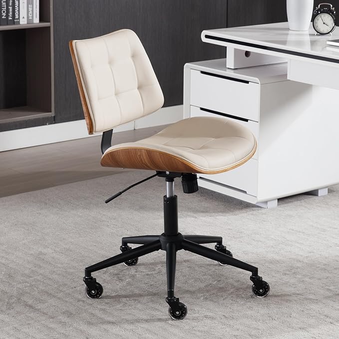 Home Office Desk Chair with Wheels, Adjustable Height Armless Office Chair