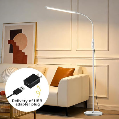 Bright LED Eye-Protecting Reading Floor Lamps with Touch and Remote Dimming 3000-6000k for Eyelash Manicure Craft Drawing Makeup Living Room Bedroom Office, Adjustable Gooseneck Modern Standing Light