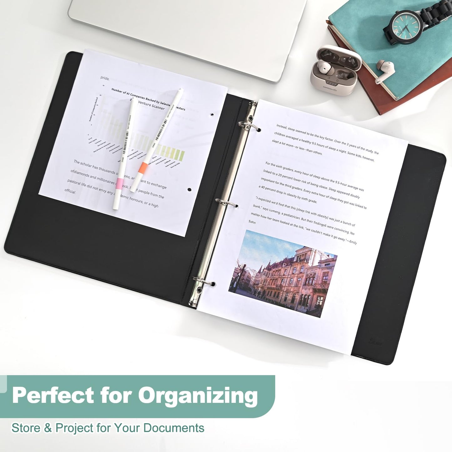 SUIN Basic 1-Inch 3-Ring-Binder, Customizable Clear View Cover, for US Letter Size 8-1/2 x 11'', Perfect for Office/School (Black - 48 Packs)