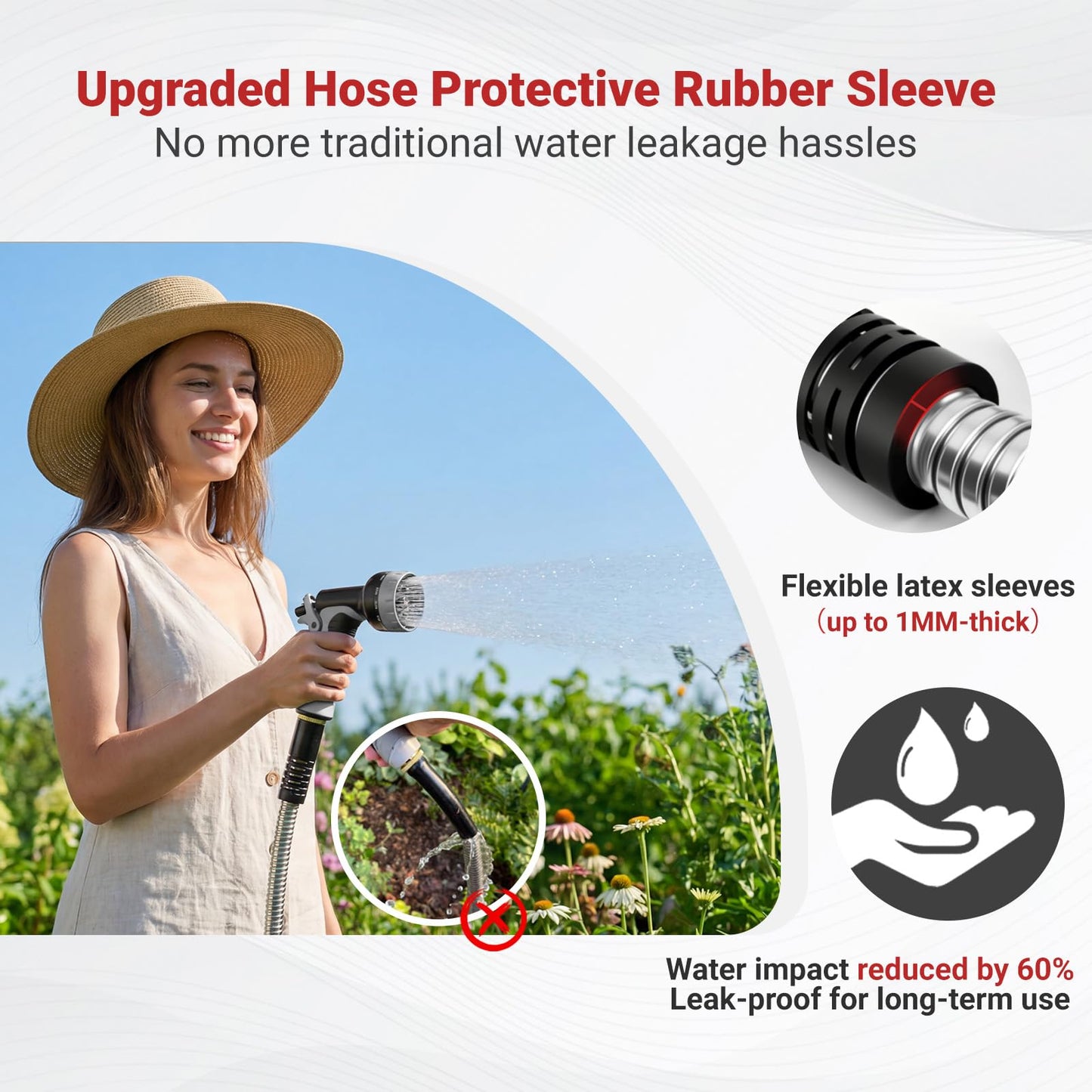 Lefree 100ft Metal Garden Hose - Heavy Duty 304 Stainless Steel Flexible Water Hose, No Kinks & Leak-Proof with Upgraded Handle, 10-Function Spray Nozzle & 4 Spare Gaskets for Yard, RV, Pet Bath