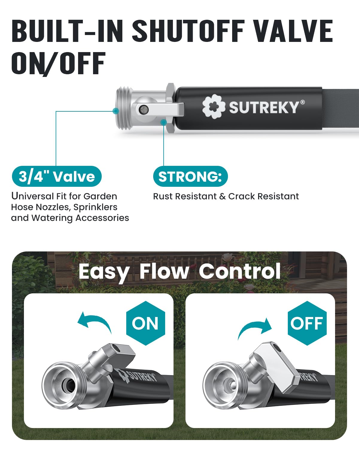 25ft Garden Hose, Ultra Lightweight All-Weather Water Hose, Durable & Flexible, Built-in Valve, Leak-free Connections, TPU Water Hose, Drinking Water Safe