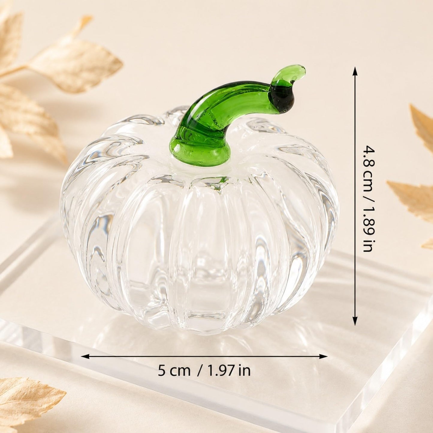 LOGOFUN Crystal Pumpkin Figurine Transparent Fall Table Craft Decor