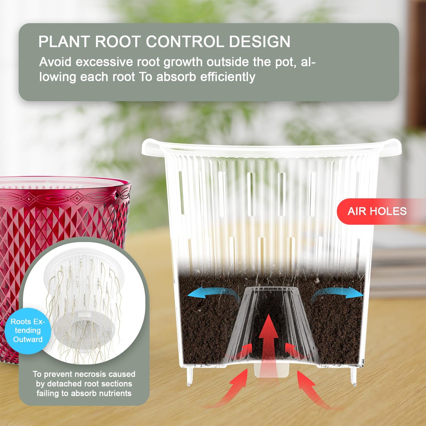 QCQHDU Hanging Planters for Indoor Plants, 2-Pack 7.2 Inch Self Watering Hanging Pots, Plastic Plant Hanger with Drainage Holes and 3 Hooks Chains for Garden Home (Red)