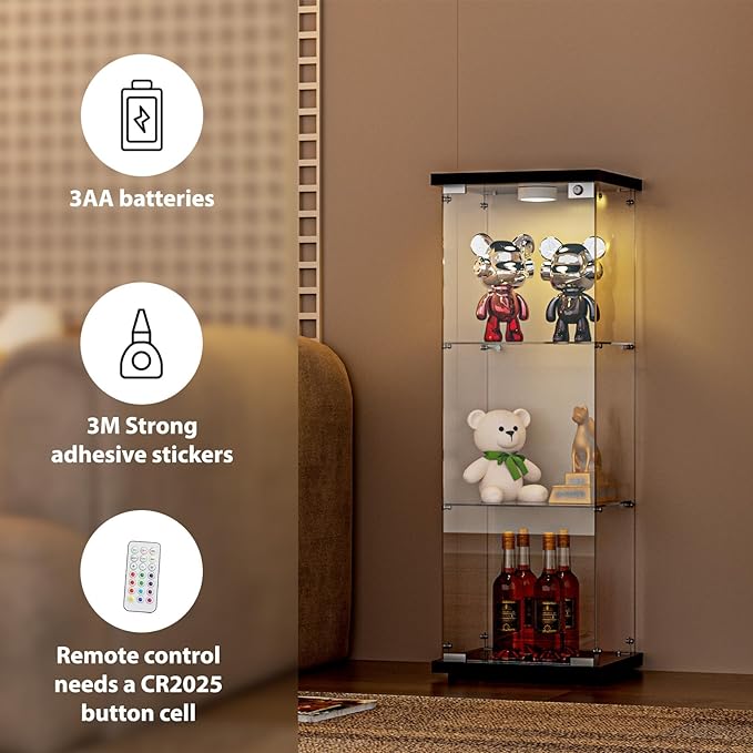 FANYUSHOW 3-Shelf Glass Display Cabinet