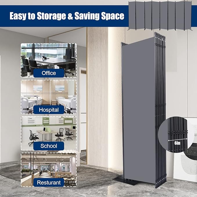Room Divider 6FT Portable Room Dividers and Folding Privacy Screens, 8 Panel