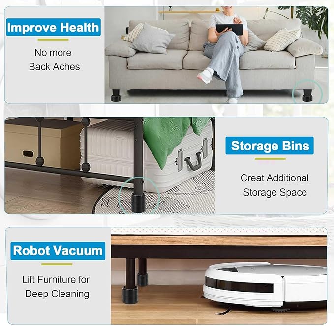 Bed Risers 1 inch, 2 inch, 3 inch, 4 inch Heavy Duty, Adjustable Furniture Riser