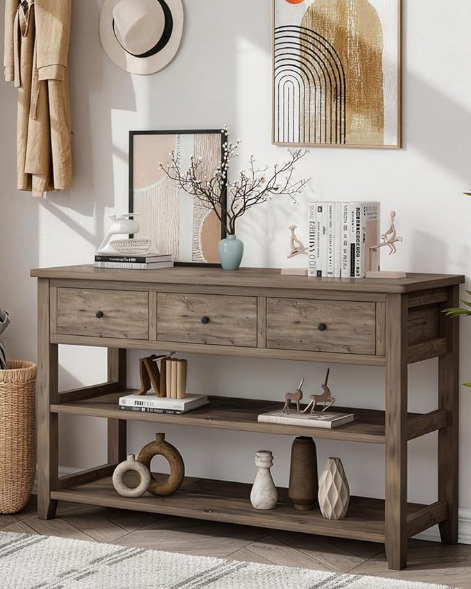 Karl home Console Table with 3 Drawers, Living Room