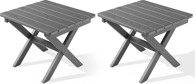 SERWALL Folding Outdoor Side Table Set of 2, Portable Adirondack Side Table