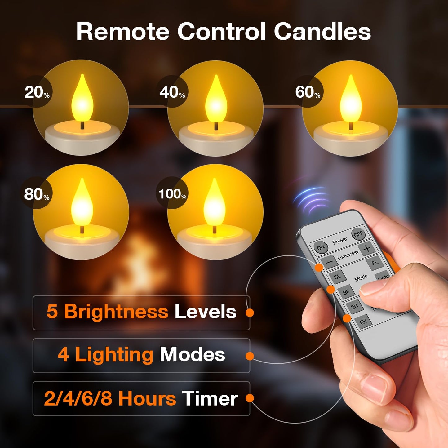 PChero Rechargeable Flameless Candles with Remote Timer, Battery Operated Tea Lights Candles, LED Flickering Tealights Candles for Home Wedding Halloween Fall Christmas Decor, 6 Pack