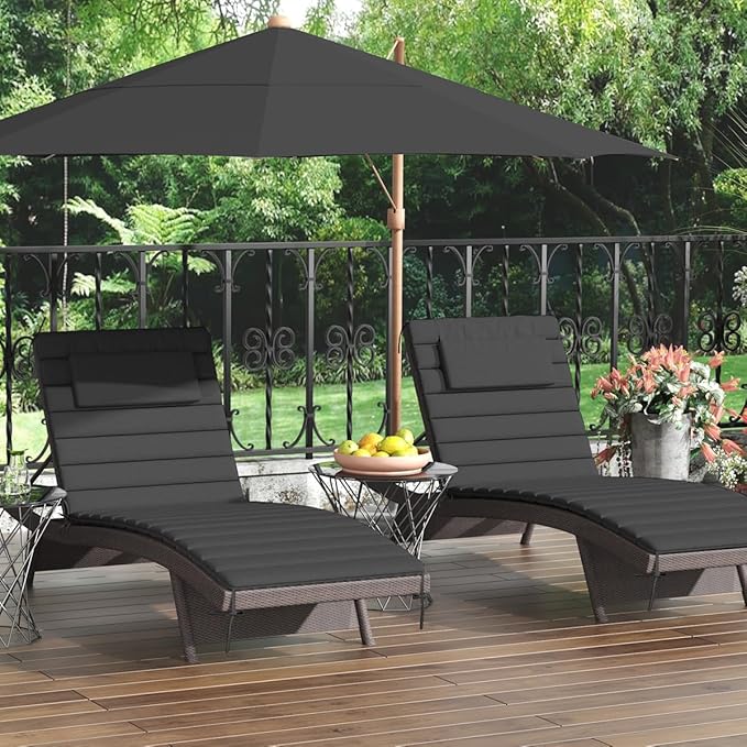 Sundale Outdoor Olefin Quilted Lounge Cushion Set of 2, Patio Foldable Chaise