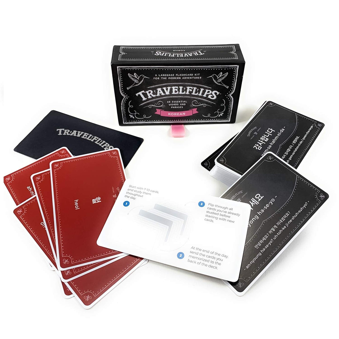 Korean Flash Cards - Learn Korean Language Vocabulary Words and Phrases - Basic Language for Beginners - Gift for Travelers, Kids, and Adults by Travelflips