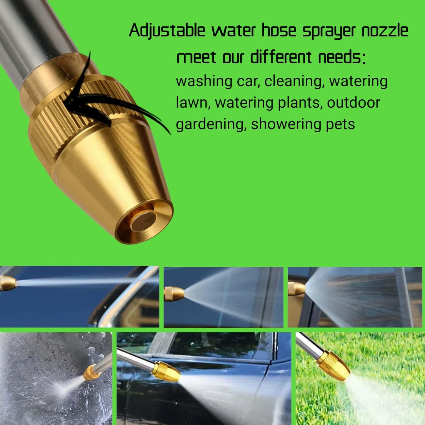 BEEBTBMAKE Upgrade Garden Hose Nozzle Sprayer - Heavy Duty Adjustable Water Hose Nozzle with 3/4" GHT Quick Connector for Car Washing, Cleaning, Watering Plants and Showering Pets
