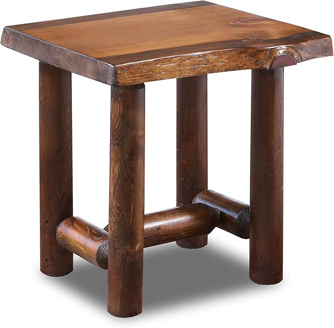 Rustic Log Live Edge End Table – Small Indoor End Table or Night Stand Table