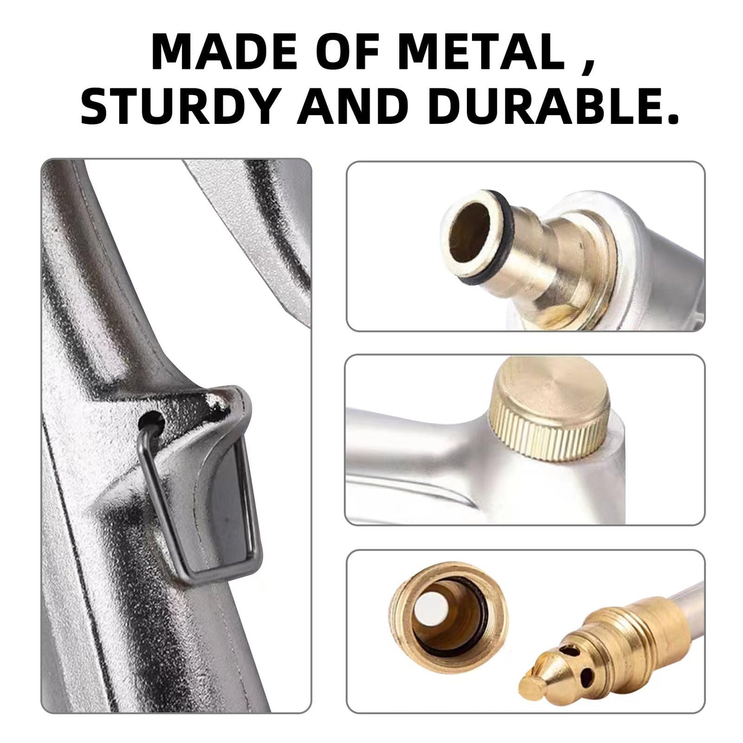 Hose Sprayer Nozzle Heavy Duty, High Pressure Hose Nozzle Water Adjustable Spray Gun Metal Brass Hose Attachment for Washing car, Cleaning, Watering Plants, lawn, Outdoor Gardening.