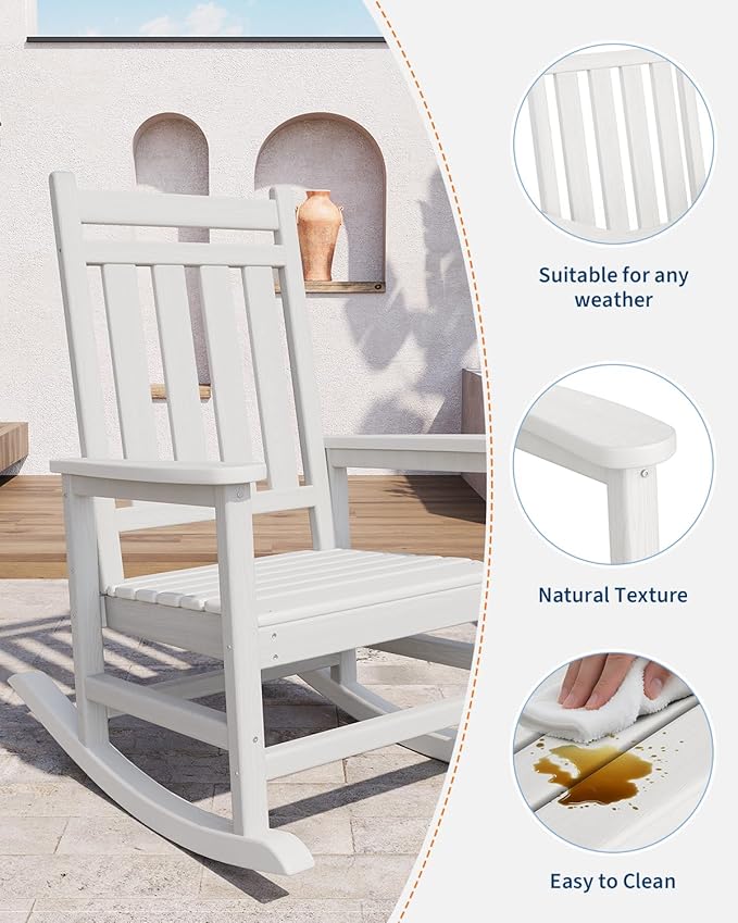 GarveeLife Poly Lumber Rocking Chair Outdoor Set of 2