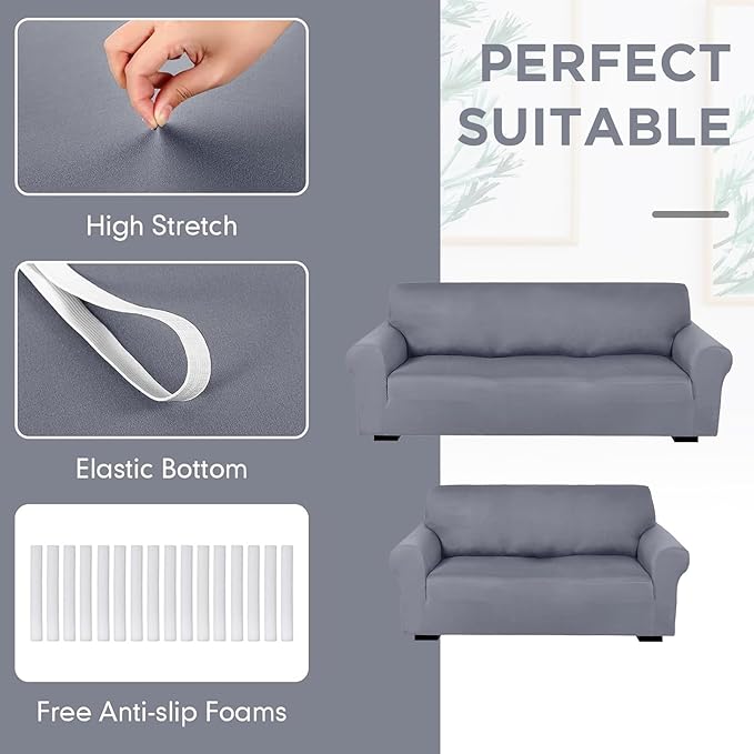 Peryiter 2 Pcs Sofa Covers Couch and Loveseat Covers Set Stretch Sofa Slipcover