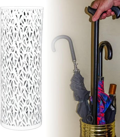 Metal Round Umbrella Stand Rack,Umbrella Holder Organizer Bin Hollowed Freestanding Canes Walking Sticks Holder for Entryway Home Hotel Office Decor (M)